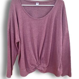 Old Navy Wine-Colored Ribbed Knotted Top XXL